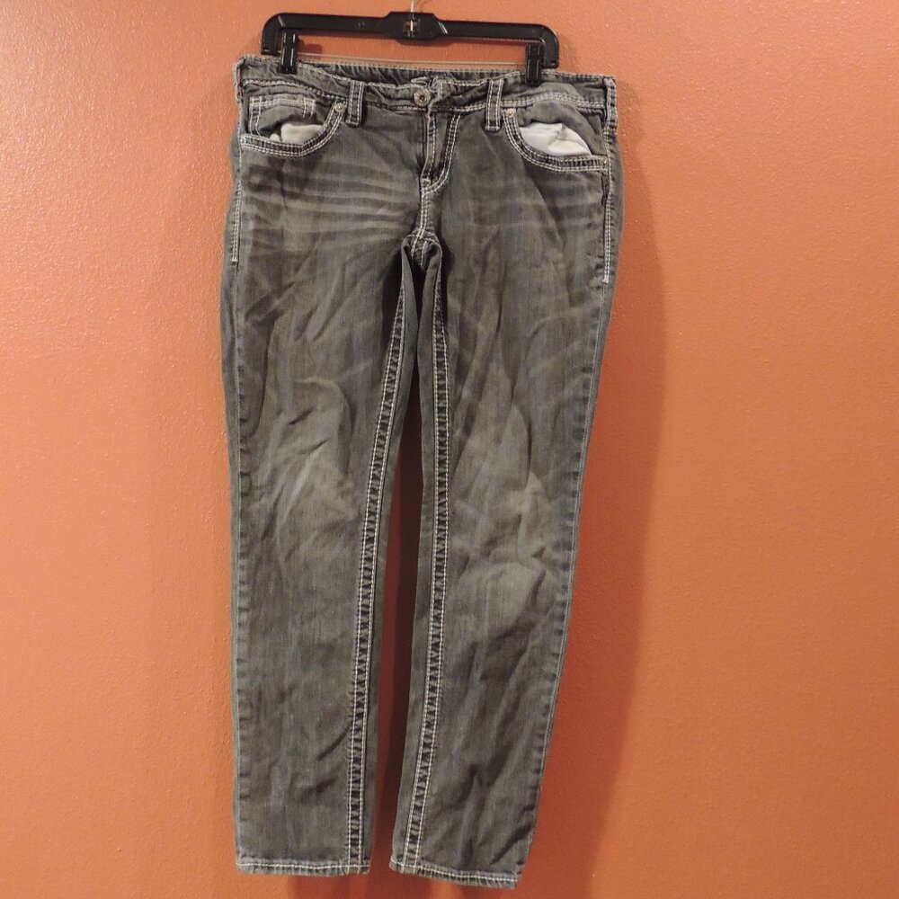 Silver Jeans Men Size 32x31 Grey White Pockets Aiko Skinny Denim Jeans